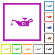 Oiler flat color icons in square frames on white background - Oiler flat framed icons