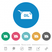 Oiler flat white icons on round color backgrounds. 6 bonus icons included. - Oiler flat round icons