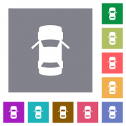 Car open front doors dashboard indicator flat icons on simple color square backgrounds - Car open front doors dashboard indicator square flat icons
