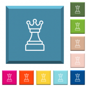 White chess queen white icons on edged square buttons in various trendy colors - White chess queen white icons on edged square buttons - Large thumbnail