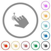 Right handed slide up gesture flat color icons in round outlines on white background - Right handed slide up gesture flat icons with outlines