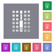 Set of screwdriver bits flat icons on simple color square backgrounds - Set of screwdriver bits square flat icons