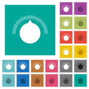 Simple volume control multi colored flat icons on plain square backgrounds. Included white and darker icon variations for hover or active effects. - Simple volume control square flat multi colored icons