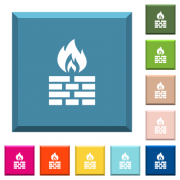 Firewall white icons on edged square buttons in various trendy colors