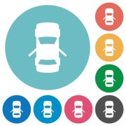 Car open rear doors dashboard indicator flat white icons on round color backgrounds - Car open rear doors dashboard indicator flat round icons