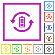 Renewable energy flat color icons in square frames on white background - Renewable energy flat framed icons