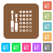 Set of screwdriver bits flat icons on rounded square vivid color backgrounds. - Set of screwdriver bits rounded square flat icons