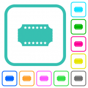 Ticket with stars vivid colored flat icons in curved borders on white background - Ticket with stars vivid colored flat icons