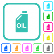 Oil canister vivid colored flat icons in curved borders on white background - Oil canister vivid colored flat icons