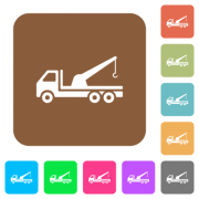 Crane truck flat icons on rounded square vivid color backgrounds. - Crane truck rounded square flat icons