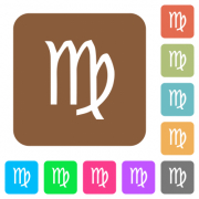 virgo zodiac symbol flat icons on rounded square vivid color backgrounds. - virgo zodiac symbol rounded square flat icons