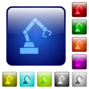 Robot arm icons in rounded square color glossy button set - Robot arm color square buttons