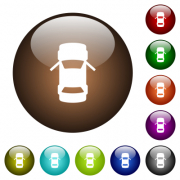 Car open front doors dashboard indicator white icons on round glass buttons in multiple colors - Car open front doors dashboard indicator color glass buttons