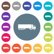 Camion flat white icons on round color backgrounds. 17 background color variations are included. - Camion flat white icons on round color backgrounds