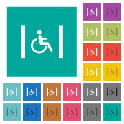 Handicapped parking multi colored flat icons on plain square backgrounds. Included white and darker icon variations for hover or active effects. - Handicapped parking square flat multi colored icons