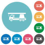 Crane truck flat white icons on round color backgrounds - Crane truck flat round icons