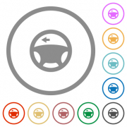Car turn left signal dashboard light flat color icons in round outlines on white background - Car turn left signal dashboard light flat icons with outlines