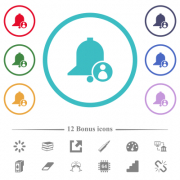 User reminder flat color icons in circle shape outlines. 12 bonus icons included. - User reminder flat color icons in circle shape outlines