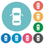 Car open front doors dashboard indicator flat white icons on round color backgrounds - Car open front doors dashboard indicator flat round icons