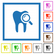 Dental examination flat color icons in square frames on white background - Dental examination flat framed icons