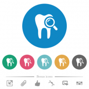 Dental examination flat white icons on round color backgrounds. 6 bonus icons included. - Dental examination flat round icons - Large thumbnail