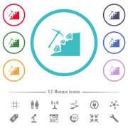 Diamond mining flat color icons in circle shape outlines. 12 bonus icons included. - Diamond mining flat color icons in circle shape outlines