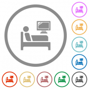 Hospital ward flat color icons in round outlines on white background - Hospital ward flat icons with outlines