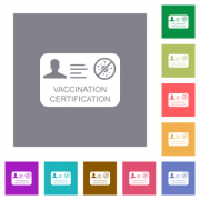 Vaccination certification flat icons on simple color square backgrounds - Vaccination certification square flat icons