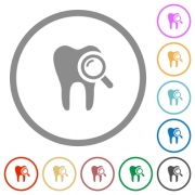 Dental examination flat color icons in round outlines on white background - Dental examination flat icons with outlines