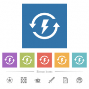 Renewable energy flat white icons in square backgrounds. 6 bonus icons included. - Renewable energy flat white icons in square backgrounds