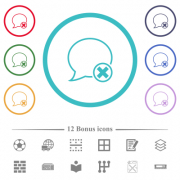 Cancel message outline flat color icons in circle shape outlines. 12 bonus icons included. - Cancel message outline flat color icons in circle shape outlines