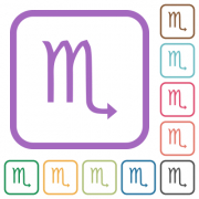 Scorpio zodiac symbol simple icons in color rounded square frames on white background - Scorpio zodiac symbol simple icons