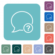 Message question outline white flat icons on color rounded square backgrounds