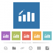 Vaccination graph flat white icons in square backgrounds. 6 bonus icons included. - Vaccination graph flat white icons in square backgrounds