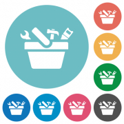 Toolbox flat white icons on round color backgrounds - Toolbox flat round icons