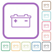Accumulator outline simple icons in color rounded square frames on white background - Accumulator outline simple icons
