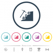 Diamond mining flat color icons in round outlines. 6 bonus icons included. - Diamond mining flat color icons in round outlines