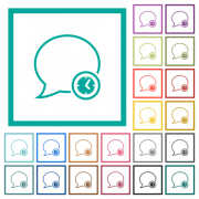Message time outline flat color icons with quadrant frames on white background - Message time outline flat color icons with quadrant frames