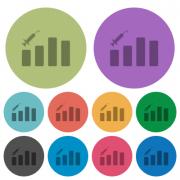 Vaccination graph darker flat icons on color round background - Vaccination graph color darker flat icons