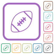Rugby ball outline simple icons in color rounded square frames on white background - Rugby ball outline simple icons