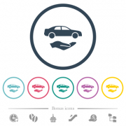 Car services solid flat color icons in round outlines. 6 bonus icons included. - Car services solid flat color icons in round outlines