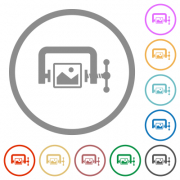 Image compression solid flat color icons in round outlines on white background