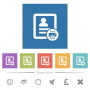 Print contact flat white icons in square backgrounds. 6 bonus icons included. - Print contact flat white icons in square backgrounds