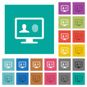 Criminal background check multi colored flat icons on plain square backgrounds. Included white and darker icon variations for hover or active effects. - Criminal background check square flat multi colored icons