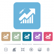 Vaccination graph white flat icons on color rounded square backgrounds. 6 bonus icons included - Vaccination graph flat icons on color rounded square backgrounds