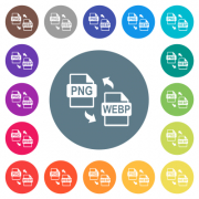 PNG WEBP file conversion flat white icons on round color backgrounds. 17 background color variations are included. - PNG WEBP file conversion flat white icons on round color backgrounds