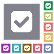 Checkbox solid flat icons on simple color square backgrounds - Checkbox solid square flat icons