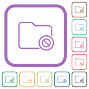 Directory disabled outline simple icons in color rounded square frames on white background - Directory disabled outline simple icons