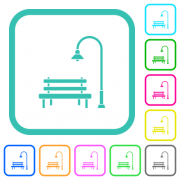 Park vivid colored flat icons in curved borders on white background - Park vivid colored flat icons