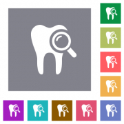 Dental examination flat icons on simple color square backgrounds - Dental examination square flat icons